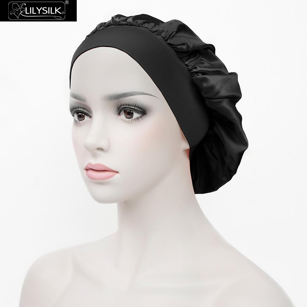 LilySilk-gorro de dormir de seda Natural, 19 momme, gorro de noche para dormir, talla única,