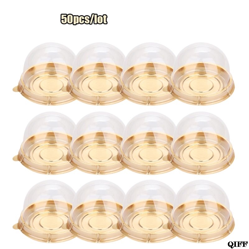 50 Pcs Mini Ronde Maan Cake Container Bruiloft Gunst Dozen 80G Mooncake: GOLD COLOR