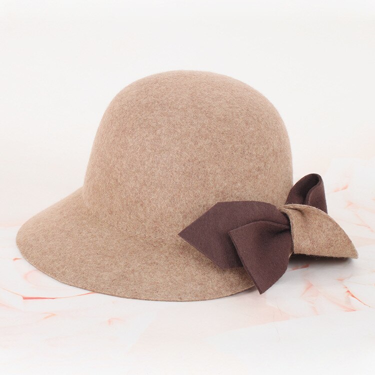 Ladies Cloche Winter Cap Soft For Girl Hats Trendy Derby Wool Bowler Fall Winter Warm Lovers Fedoras Princess Caps Chapeau Femme: Mocha