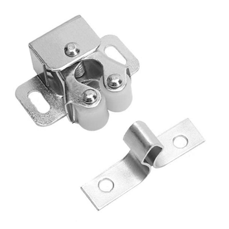 Home Kitchen Drawer Cabinet Cupboard Door Stop Closer Stoppers Damper Buffer Wardrobe Cabinet Catches Door Clasp Hardware: White Steel