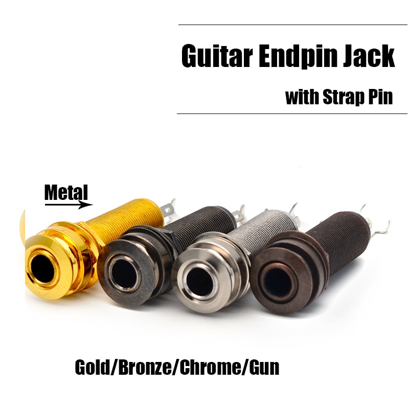 4 couleurs fileté cylindre guitare électrique basse sortie entrée sangle fin Pin Jack guitare pick-up prise 6.35