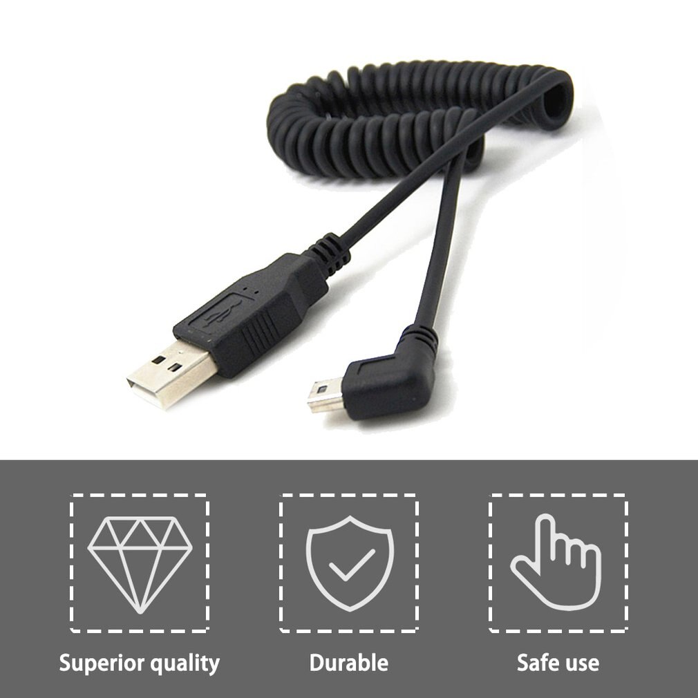 Haaks 90 Graden Spiraal Coiled Adapter Cord Kabel Usb 2.0 A Male 1Pc Naar Mini Usb 5 Pin voor MP3 Spelers Digitale Camera 'S Ccc