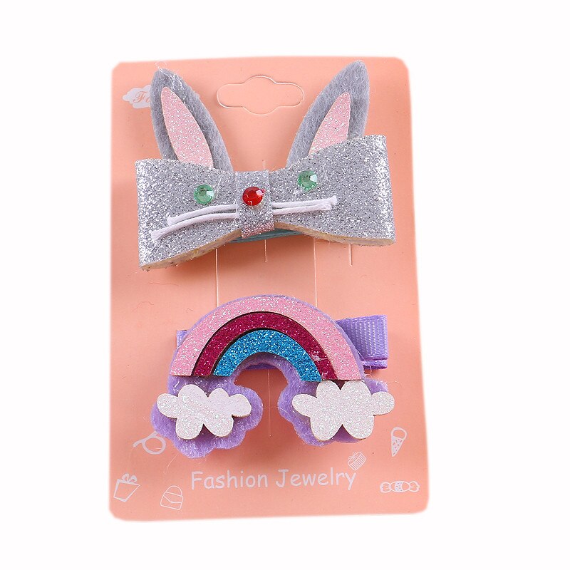 Crianças infantil bebê meninas dos desenhos animados arco-íris hairclip hairpin barrettes headwear conjunto infantil bebê meninas hairclip acessórios do bebê: E