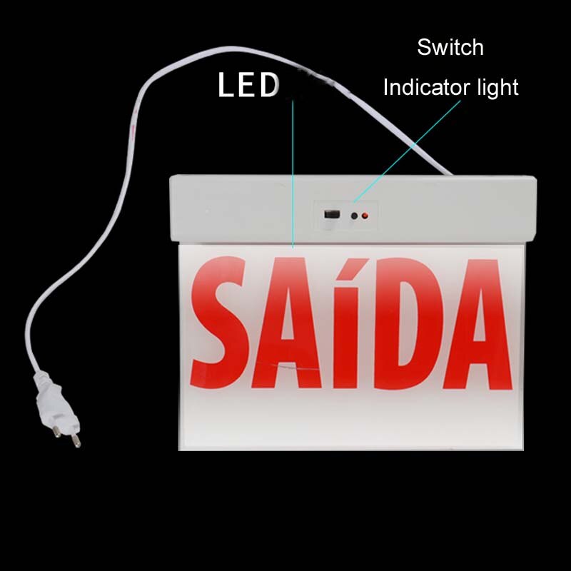 Hanging Acrylic LED EXIT Light Safety EXIT Indicator Light 3W Fire Emergency Lamp Ni-Cd 1.2V Battery SAIDA Luz de emergência LED