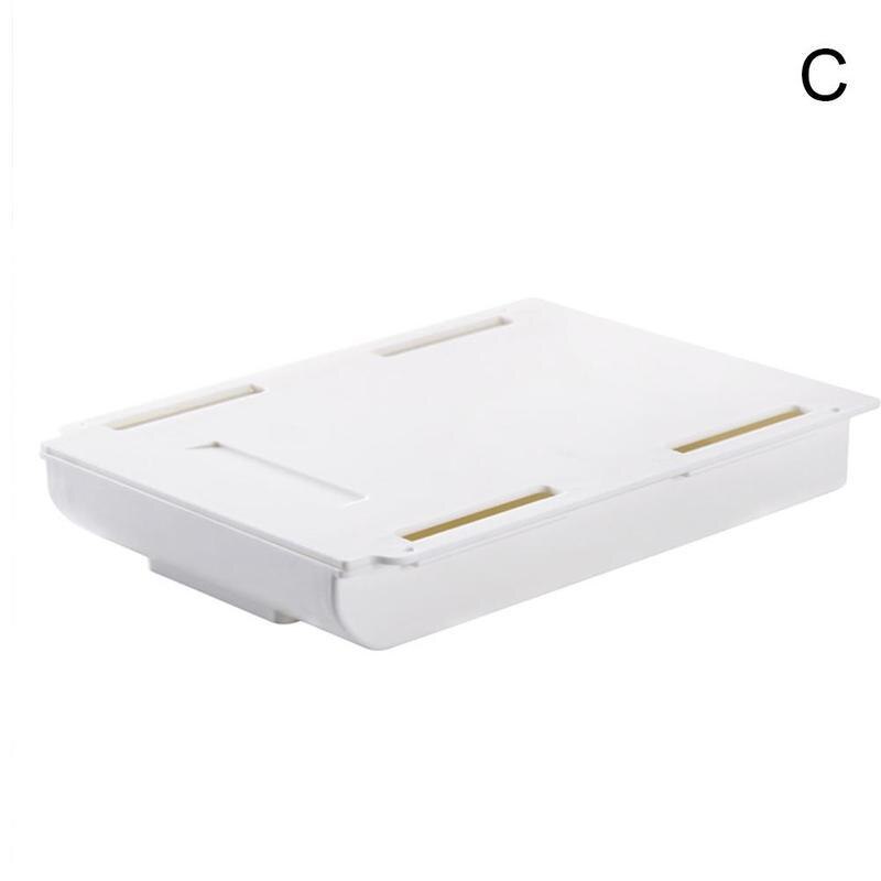Skjult skuffe opbevaringsboks under skrivebordet bord pasta arrangør bord forsyninger brevpapir etui holder blyant selvklæbende makeu  q3 v 4: Hvid stor
