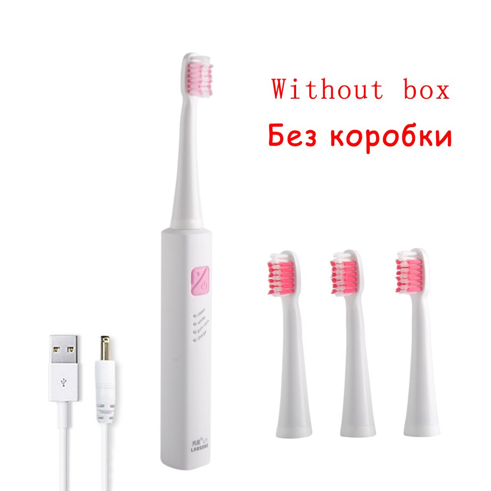 Electric Toothbrush Ultrasonic Rechargeable Toothbrush LANSUNG U1 Sonic Tooth Brush Adult Child Kids IPX7 Electric Toothbrush: Pink no box