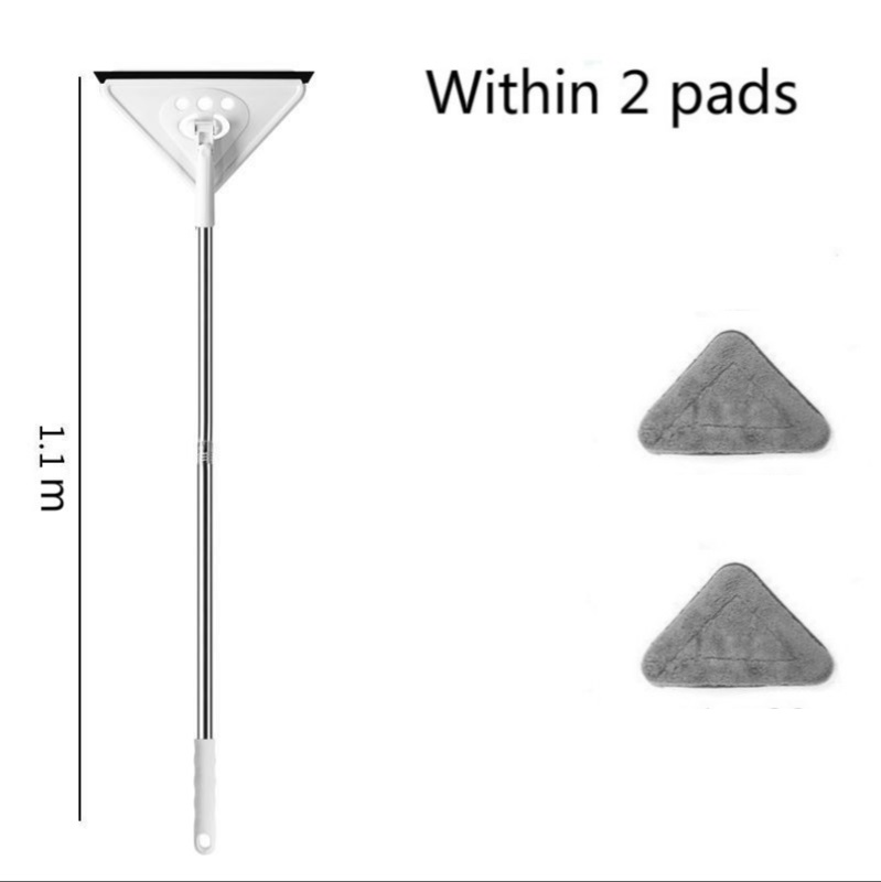 Driehoek Mop Voor Wassen Glazen Plafond Dust Cleaning Zuigmond Keuken Muur Platte Vloeren Windows Telescopische Ruitenwisser Borstel Huishouden: 1.1M within 2 pads