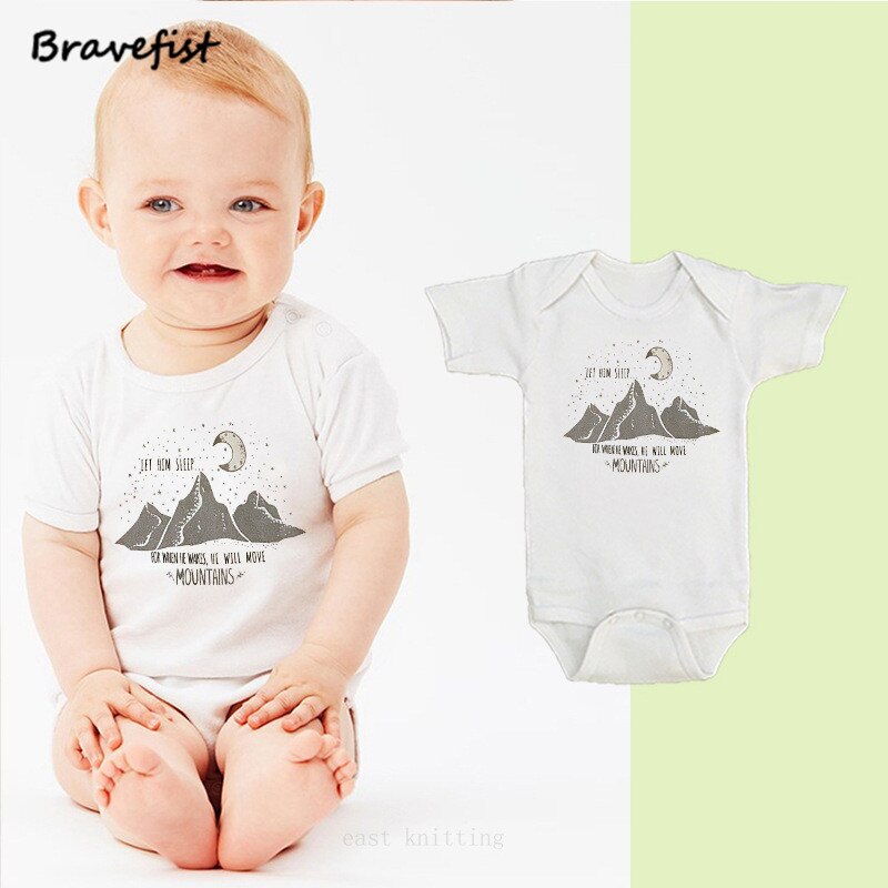 Baby Boy Girl Cotton Romper Baby Clothes Jumpsuit 0-24Months Baby Unisex Kids Clothing Moon And Mountain Peak