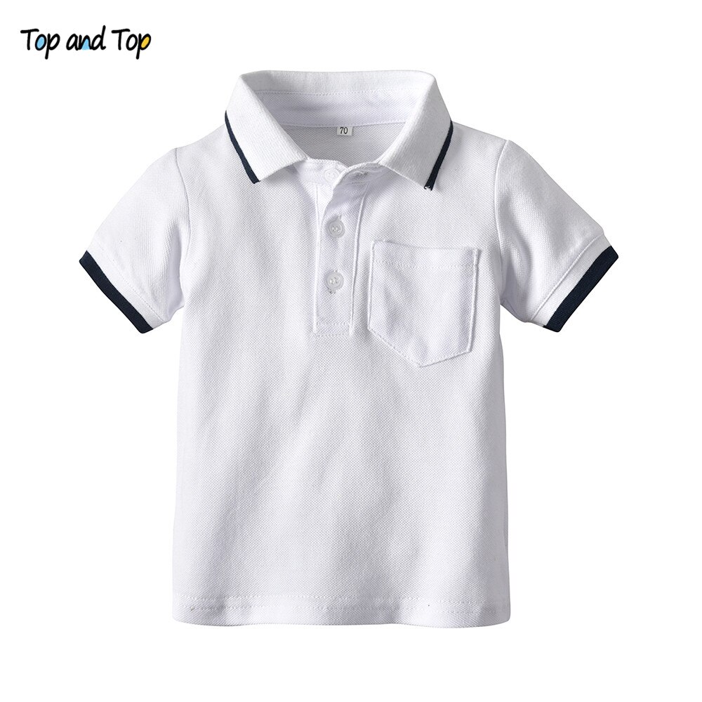 Top en Top Zomer Baby Boy Mode Gentleman T-shirt Korte Mouw Katoen Peuter Tops Baby Kleding: WHITE / 3M