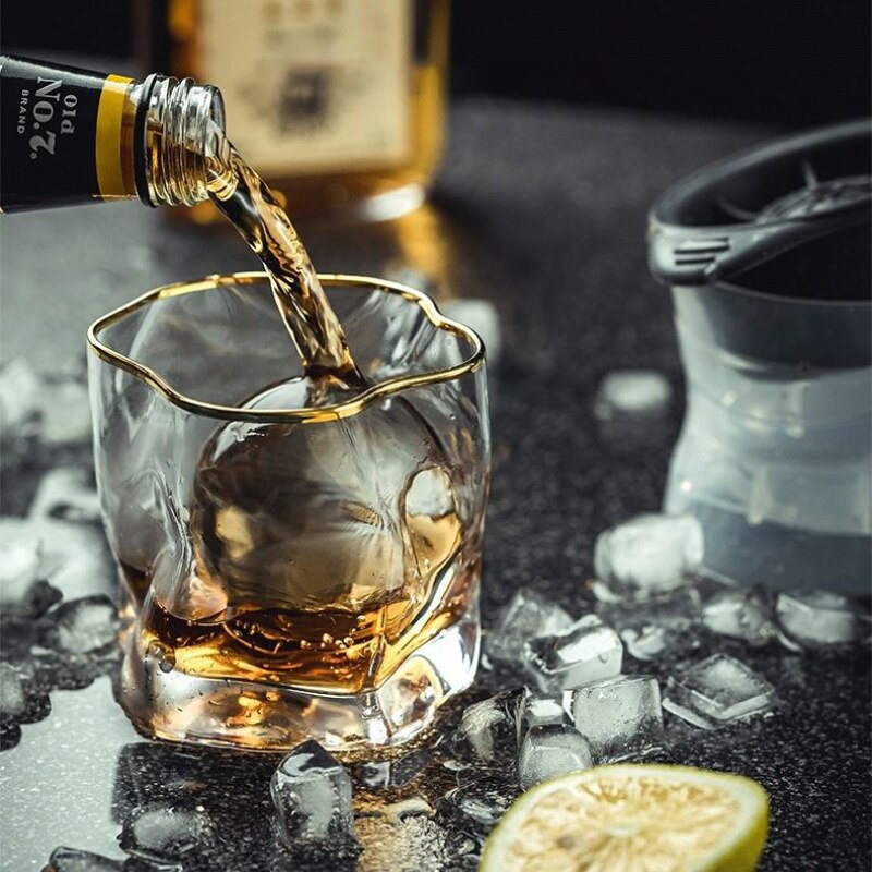 Set of 2 Crystal Whiskey Glasses for Drinking Bourbon Scotch Whisky Cocktails Cognac - Old Fashioned Cocktail Glass Tumblers