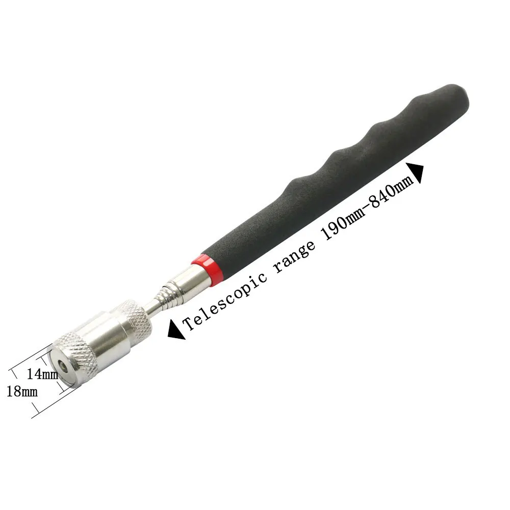Telescopic Magnetic Pen with Light Mini Portable Magnet Pick Up Tool Extendable Pickup Rod Stick for Picking Up Screws Nut Bolt: Red