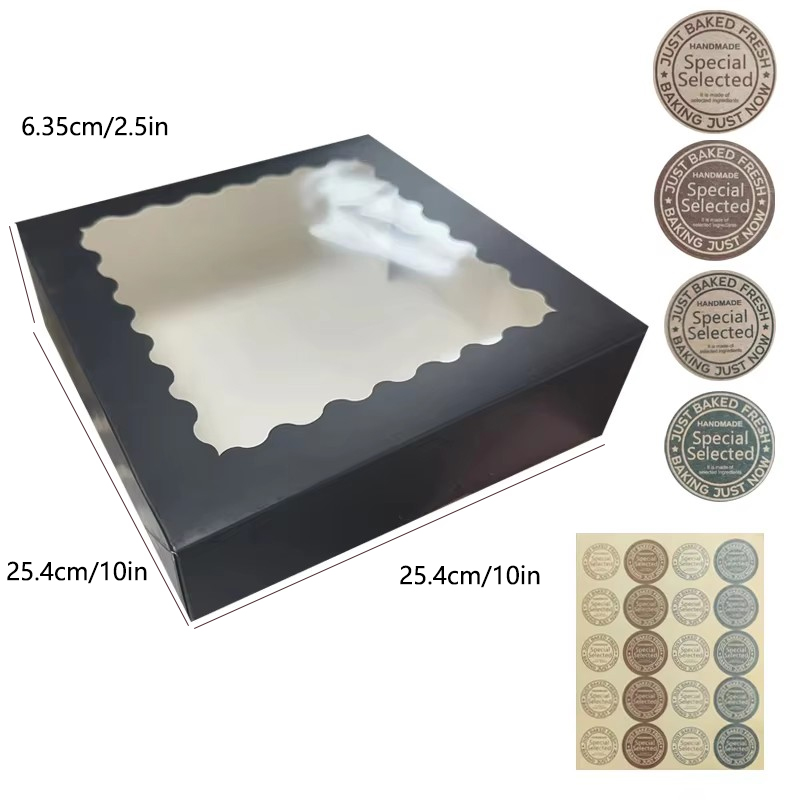 30 Stück 2 Aufkleber 10*10*2,5 in Torten schachteln mit Fenster zurück kästen Gebäck boxen für Kuchen, Gebäck Pralinen Cupcakes: Fluoreszenz Gelb