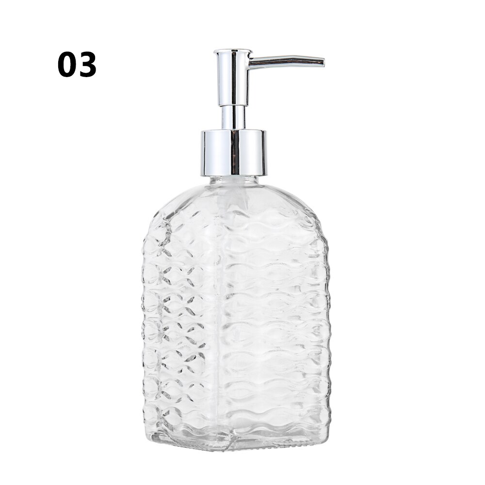 450ml glas vintage manuelt tryk flydende sæbedispenser badeværelse vask tilbehør stor kapacitet skridsikker hvid sølvfarve: 3