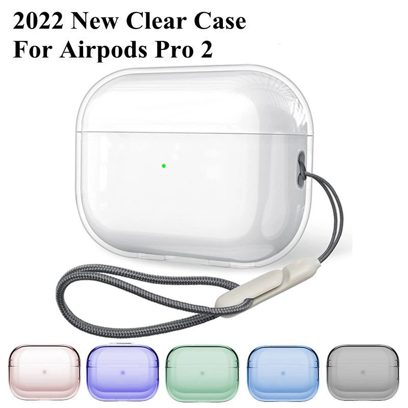 Transparant Clear Case Met Riem Voor Apple Airpods Pro 2e generatie Zachte TPU Beschermhoes Voor AirPods Pro 2 Oortelefoon Cover