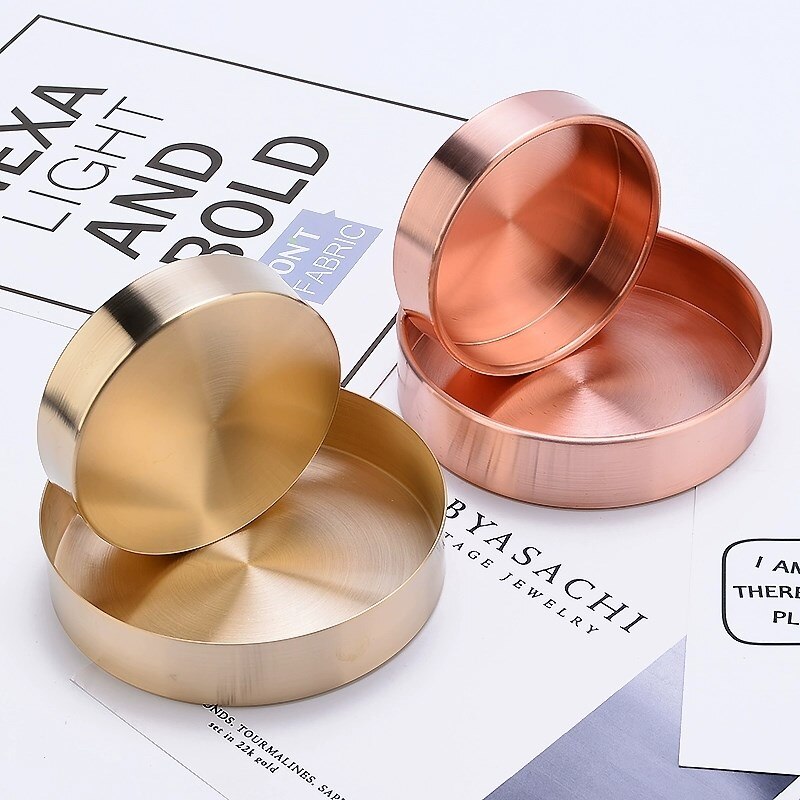 Scandinavische Stijl Retro Opbergvak Goud Verdikte Koperen Plaat Ronde Metalen Gerecht Sieraden Comstics Opslag Decoratieve Ornament