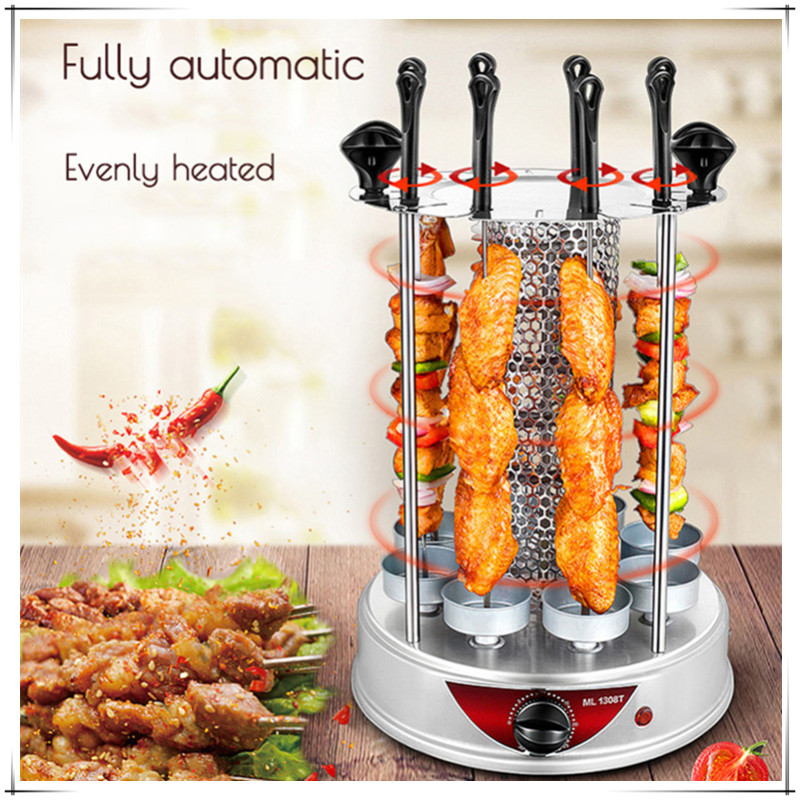 Macchina per spiedini per griglia elettrica Macchina per barbecue tempo senza fumo Rotazione automatica casa interno Arrosto di montone kebab