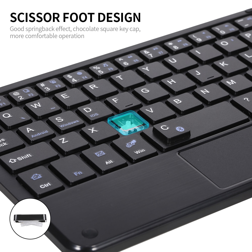 Wireless BT 3.0 Keyboard Ultra-slim Mini BT Keyboard with Touch Pad Support Android Windows iOS System for Laptop Phone Tablet
