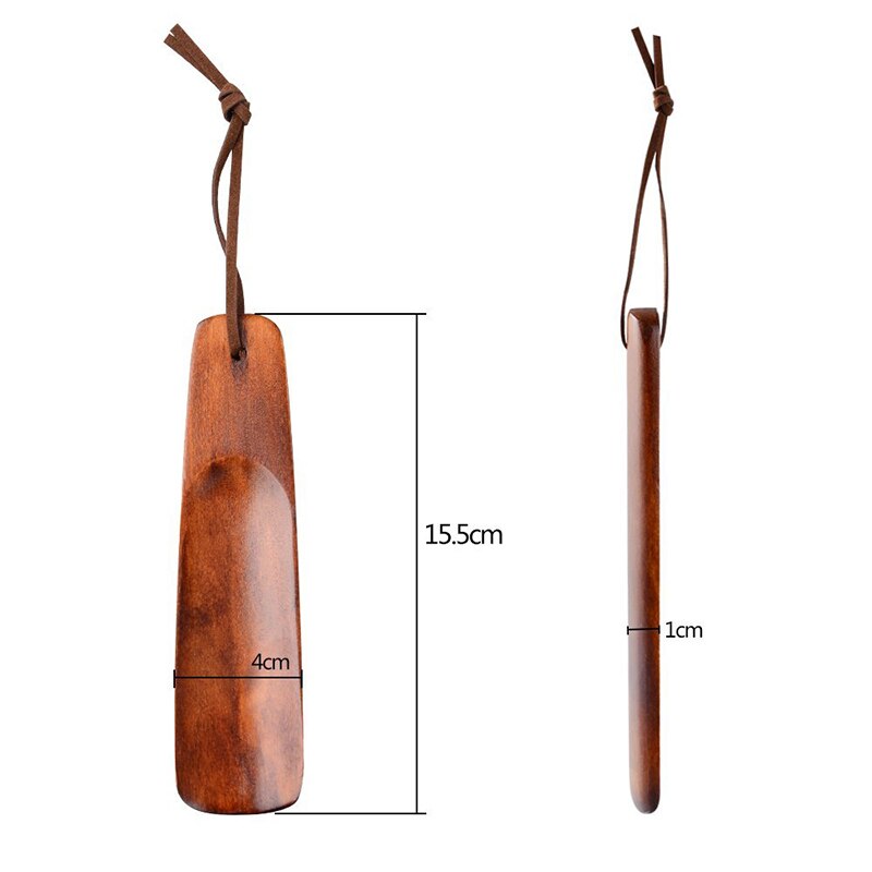 Sunvo abedul cuerno de madera artesanía manilla corta de madera Shoehorn forma de cuchara para levantar zapatos desgaste fácil de llevar insertar almohadillas 15,5 cm