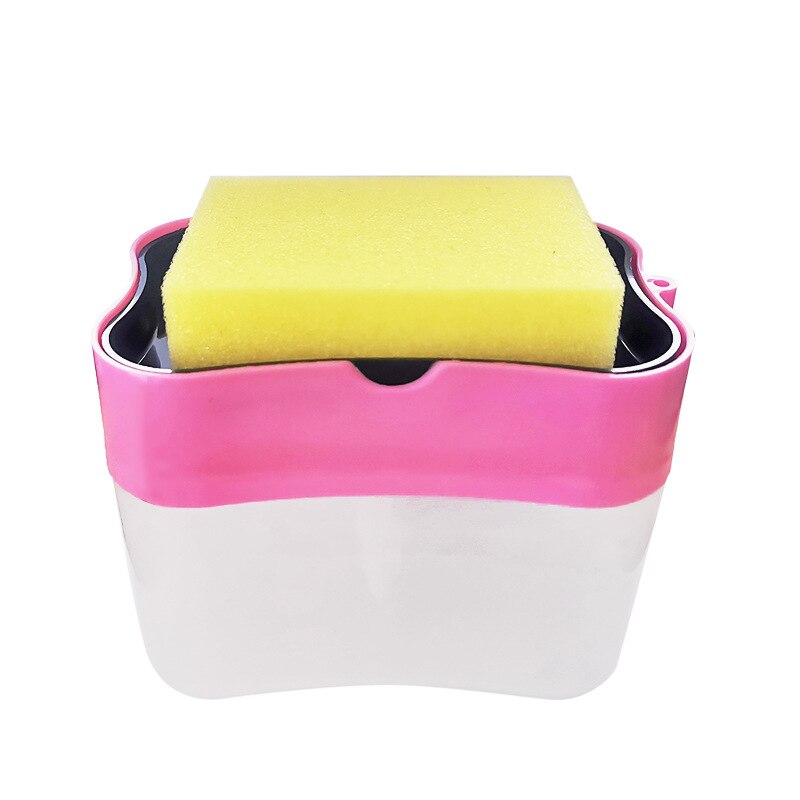 Distributeur de savon plat savon pompe boîte éponge Caddy cuisine créative 2-en-1 presse manuelle distributeur de savon liquide avec ensemble d'éponge de lavage: F