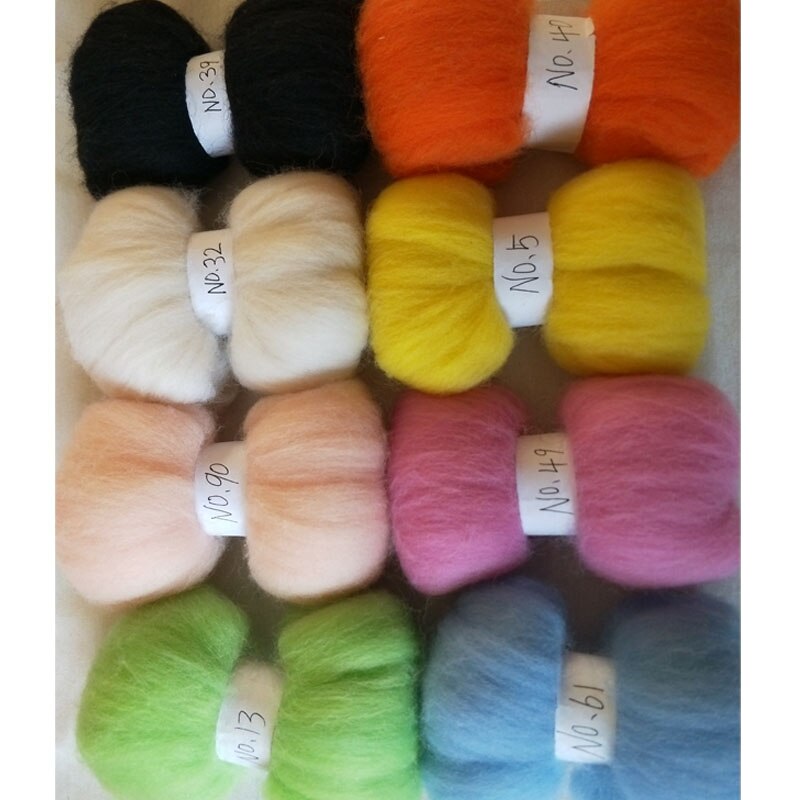 Wfpfbec filt ull roving merino ull filt kit nål for toving av ull fiber for toving 80g 10g/ farger