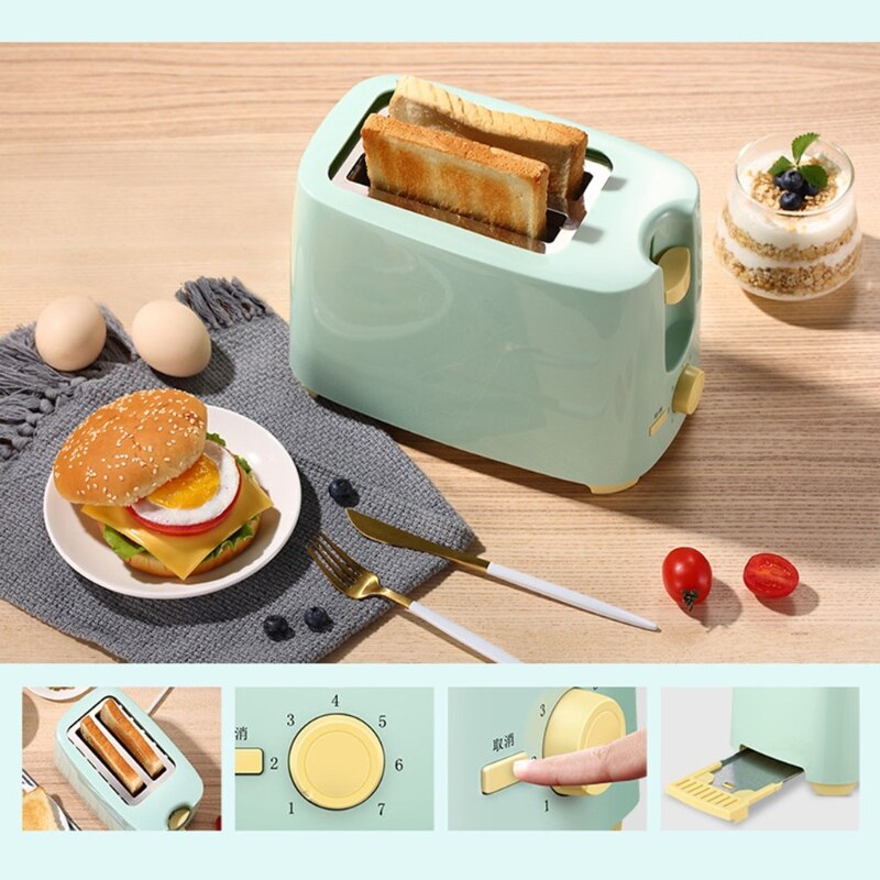 2 Slice Stainless Steel Electric Toaster Household Automatic Bread Baking Machine Toast Sandwich Grill Oven Kitchen Home D0AB