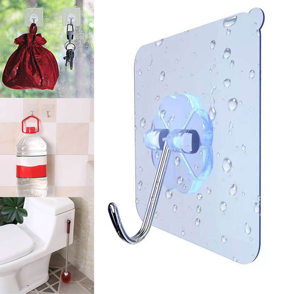 Strong Adhesive Wall Hook Transparent Removable Hanger Hooks for Bathroom Kitchen ENA88