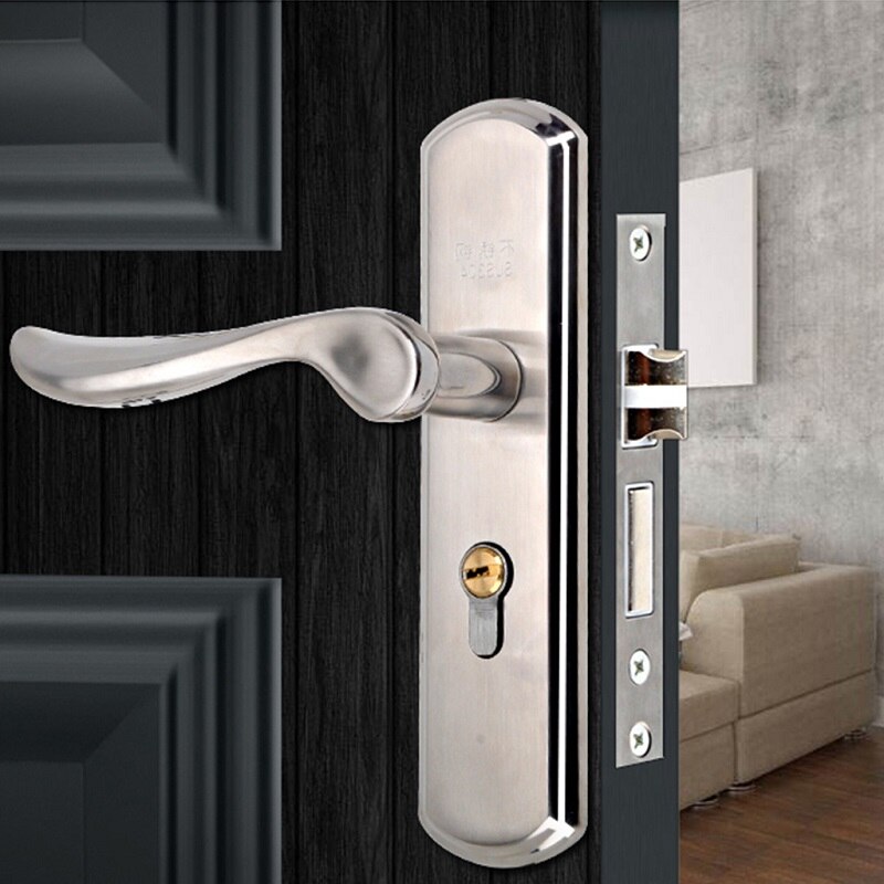 1 Set Durable Door Handle Lock Cylinder Front Back Lever Latch Home Security with Keys Dual Latch Room Door Panel Security Locks