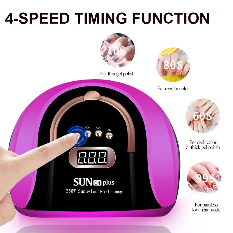 256W UV-LED-Nagellampe zum Trocknen von Nägeln Trockner-Gelpoliermittel mit Bewegungserkennung Professionelle UV-Lampe für Manikübetreffend-Salon-Trockner-Werkzeuge
