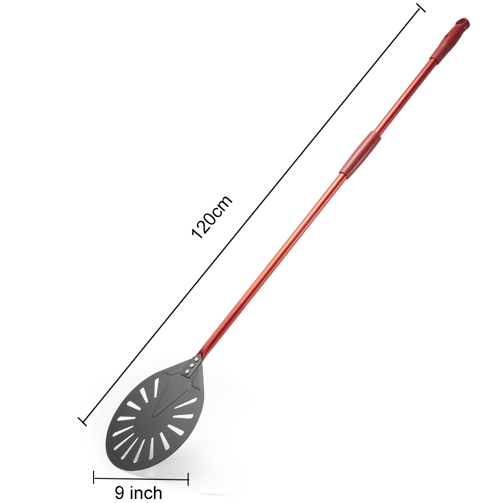 SHANGPEIXUAN 12" Hard Anodized Pizza Peel with Pizza Turning Shovel Set Perforated Rectangle Aluminum Pizza Peel Silicone Handle: WHITE