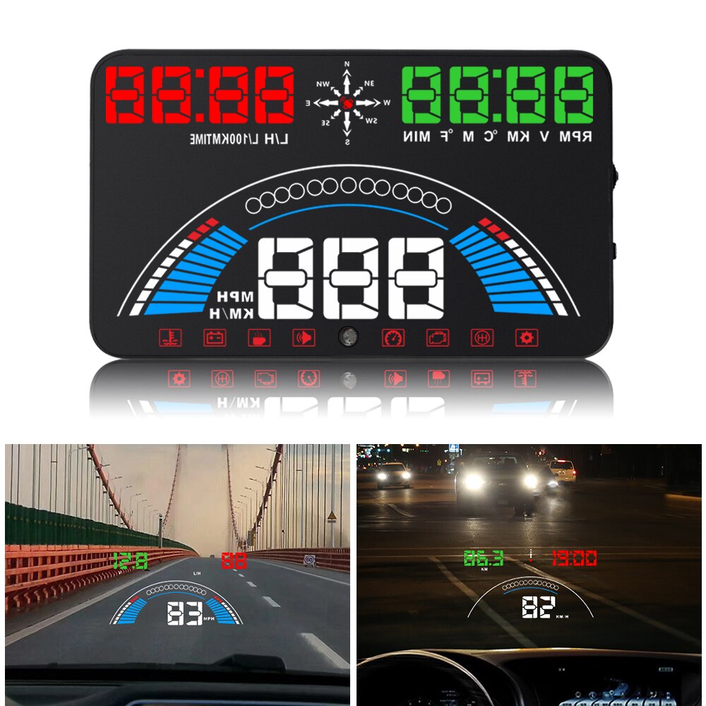 S7 Spiegel HUD GPS Tacho OBD2 Auto Kopf hoch Anzeige Fahrzeug Beschleunigung Warnung Kraftstoff Verbrauch Wasser Temperatur RPM Auto Alarm