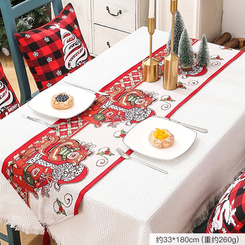 Polyester Cotton Christmas Table Runner Tablecloth Hotel Home Dining Table Dress Up Xmas Festival Party Decor Table Runners: E