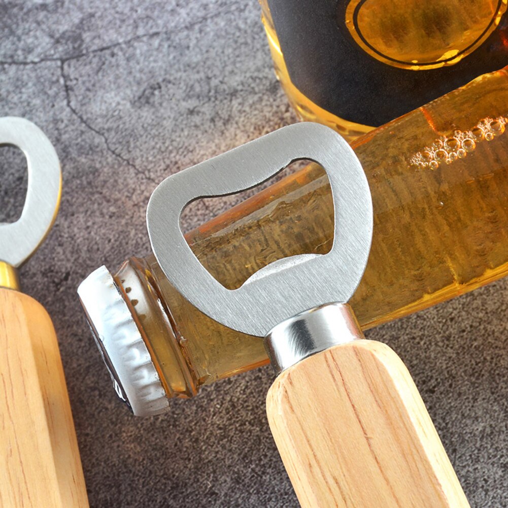 Abridor de botellas con mango de madera de 6 uds, abridor de latas de cerveza, herramientas de apertura, utensilio de cocina , abridor de botellas, sacacorchos