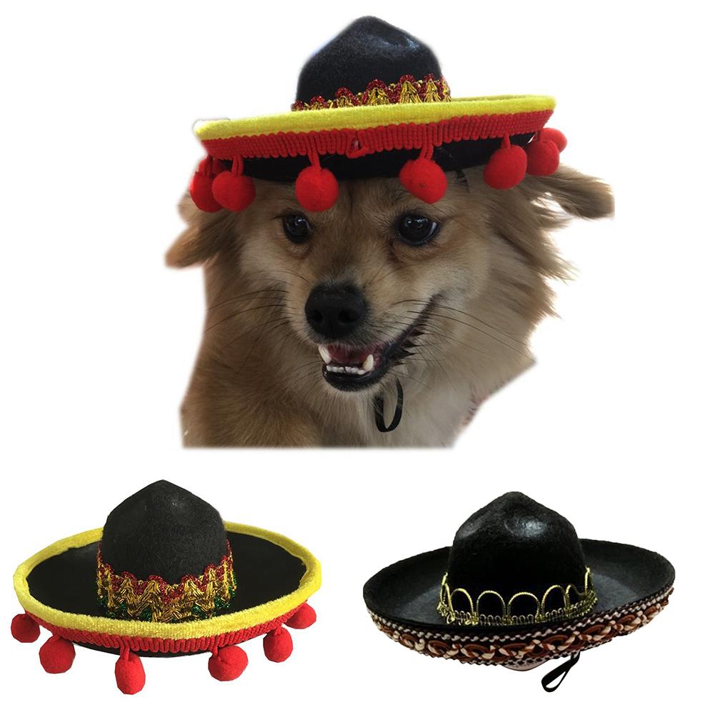 Mini kæledyr hund solhat strand fest stråhat hund mexicansk stil hat til hunde og katte sjovt halm sombrero hat tilbehør
