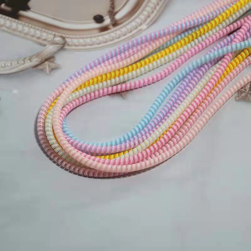 1.4m Color Phone Wire Cord Rope Protector Spring Protection Rope For USB Charging Cable Earphone Data Bobbin Winder