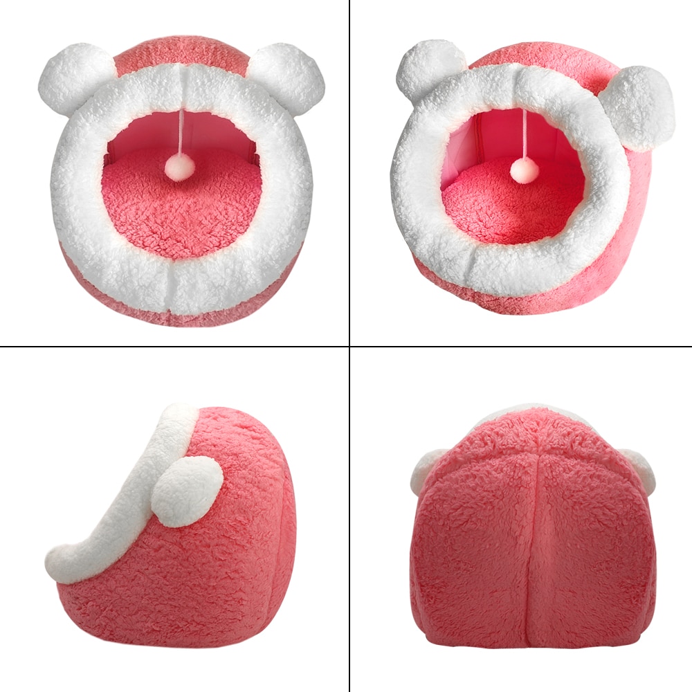 Cute Cat Bed House Winter Warm Pet Cat Bed For Small Dogs Cats Soft Puppy Cat Nest Kennel Bed With Removable Mattress Cama Gato