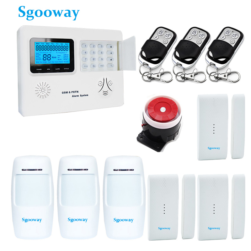 Sgooway LCD de sistema de alarma gsm sms pstn inalámbrico de seguridad para el hogar con control IOS y Android: Set C / Español