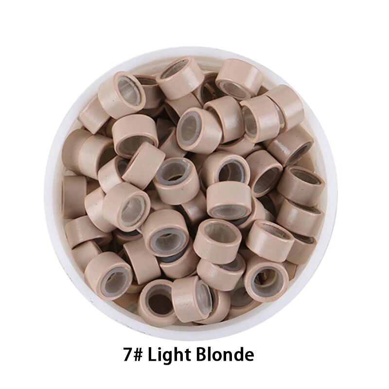 500 Pieces 5.5mm*3.5mm Micro Silicone Rings/Tubes/Beads 8 Colors Optional Hair Extensions Tools Bigger Size Micro Rings: 7 Light Blonde