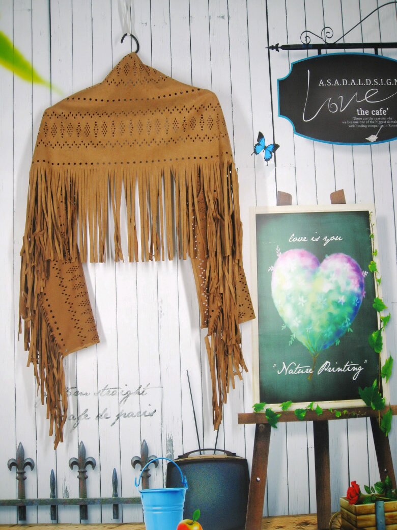 H80 & s90 lente herfst vrouwen grote sexy holle shirt sjaal zee kwast sjaal suède franje sjaal pashmina dame: Kameel