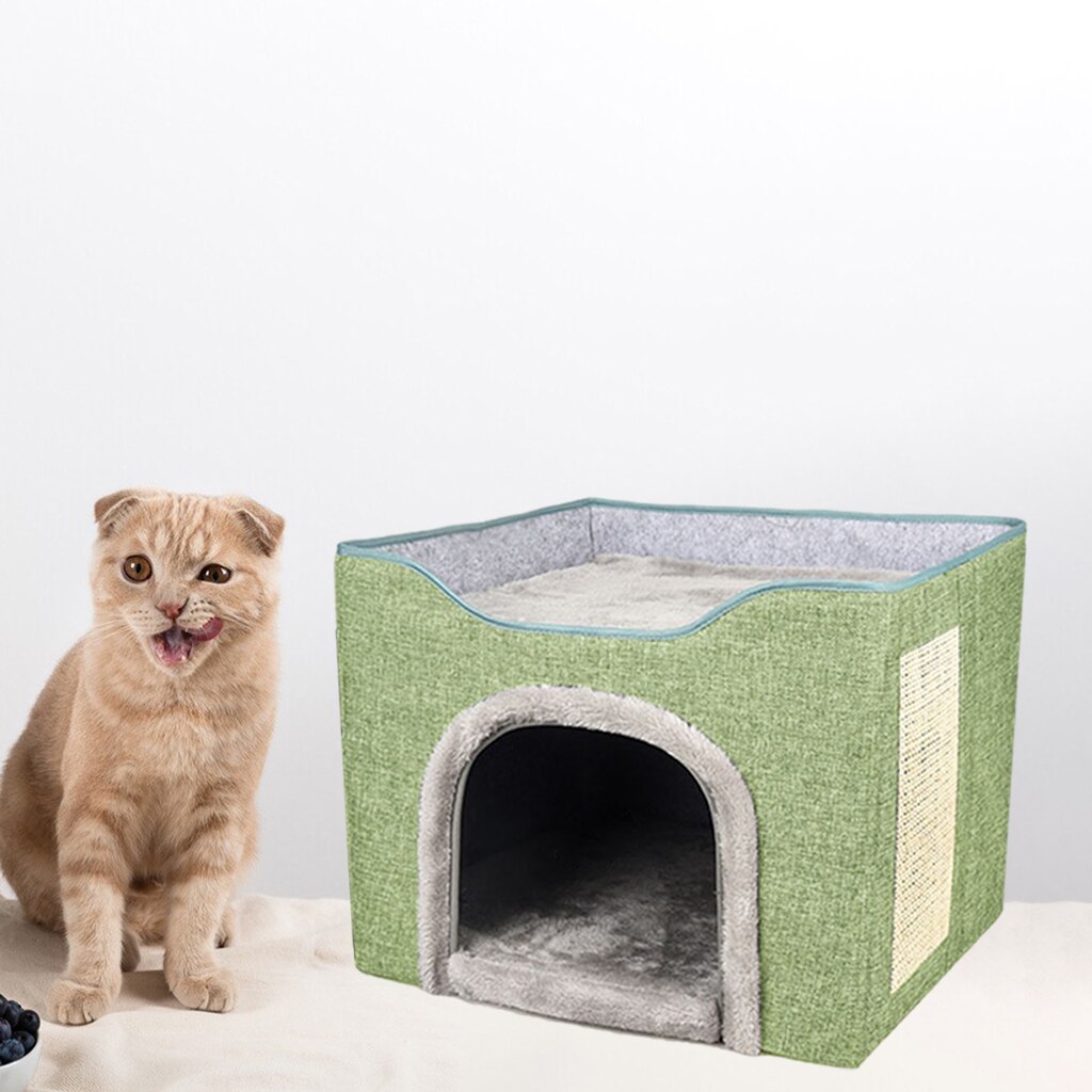 Lit pour chat pliable, résistant aux rayures, cachette pour chaton, grande grotte d&#39;hiver pliable pour chiot et chat d&#39;intérieur