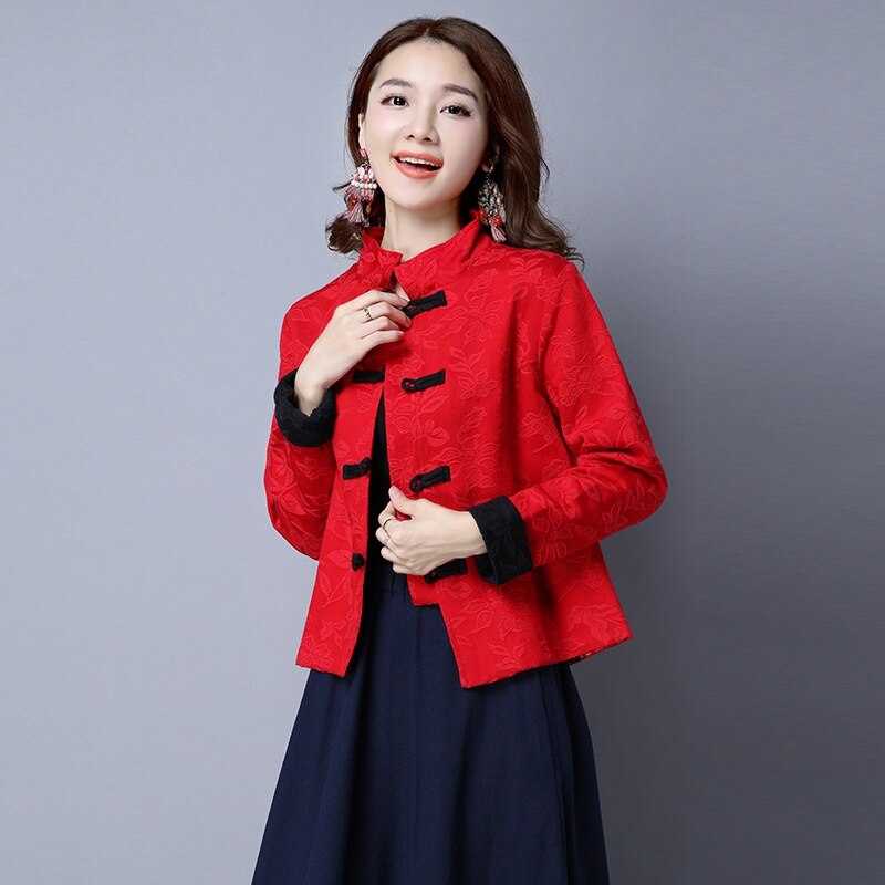 Hanfu-ropa de estilo chino Vintage para mujer, traje Tang de lino y algodón de manga larga, Tops de tradicional de China, abrigo, T2441: 2 / XL