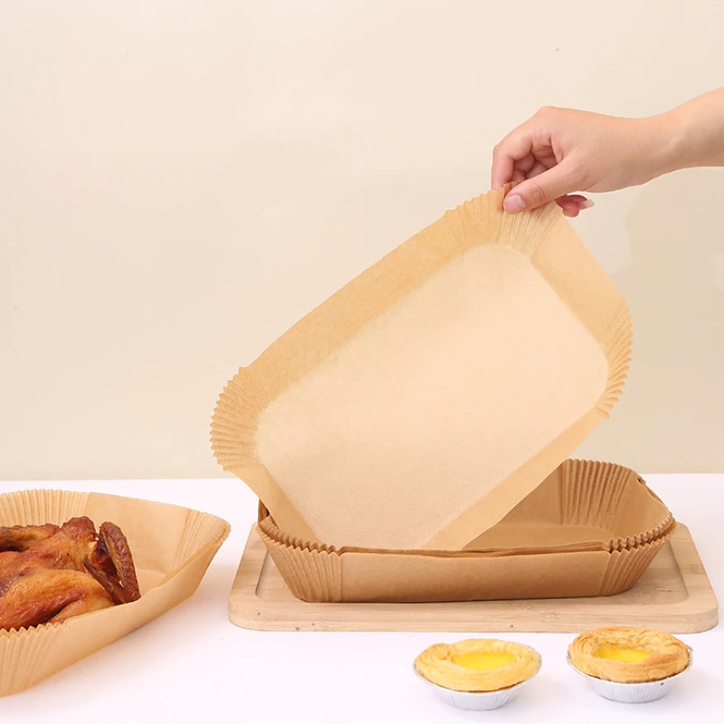 Plateau d'ustensiles de cuisson en papier jetable pour friteuse à Air, tapis antiadhésif, revêtement résistant à l'huile, tampon de Barbecue pour four de cuisine, 50/100 pièces
