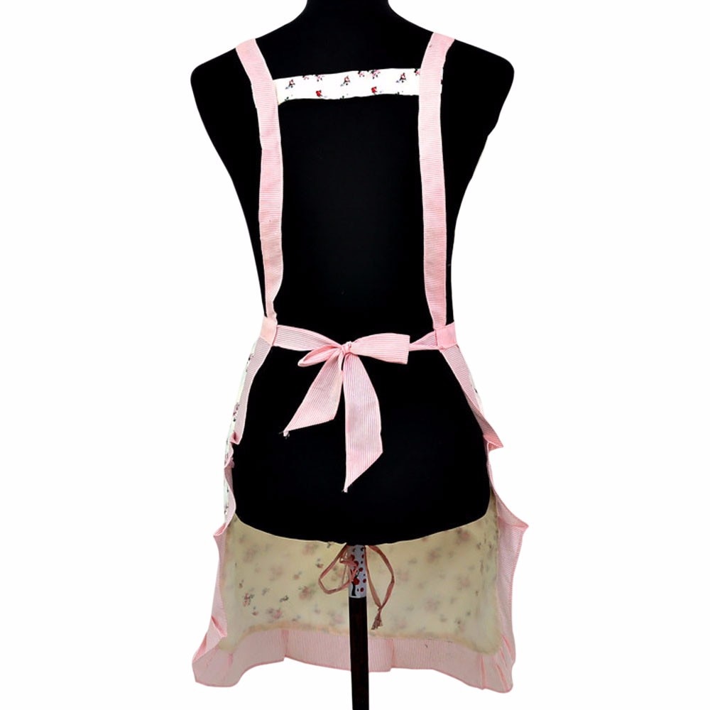 Baking Women Cotton Linen Apron Lady Restaurant Home Kitchen Pockets Flower Pattern Apron Bib For Cooking #T1P