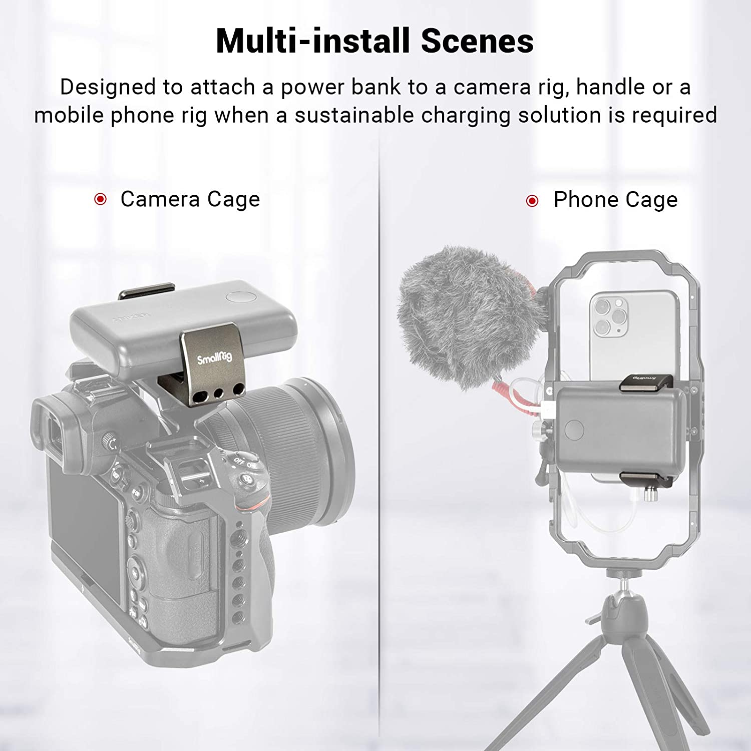 SmallRig – support de batterie externe universel réglable, pour les batteries d&#39;alimentation avec une largeur de 53mm à 81mm, pour Vlogging tournage vidéo 2790