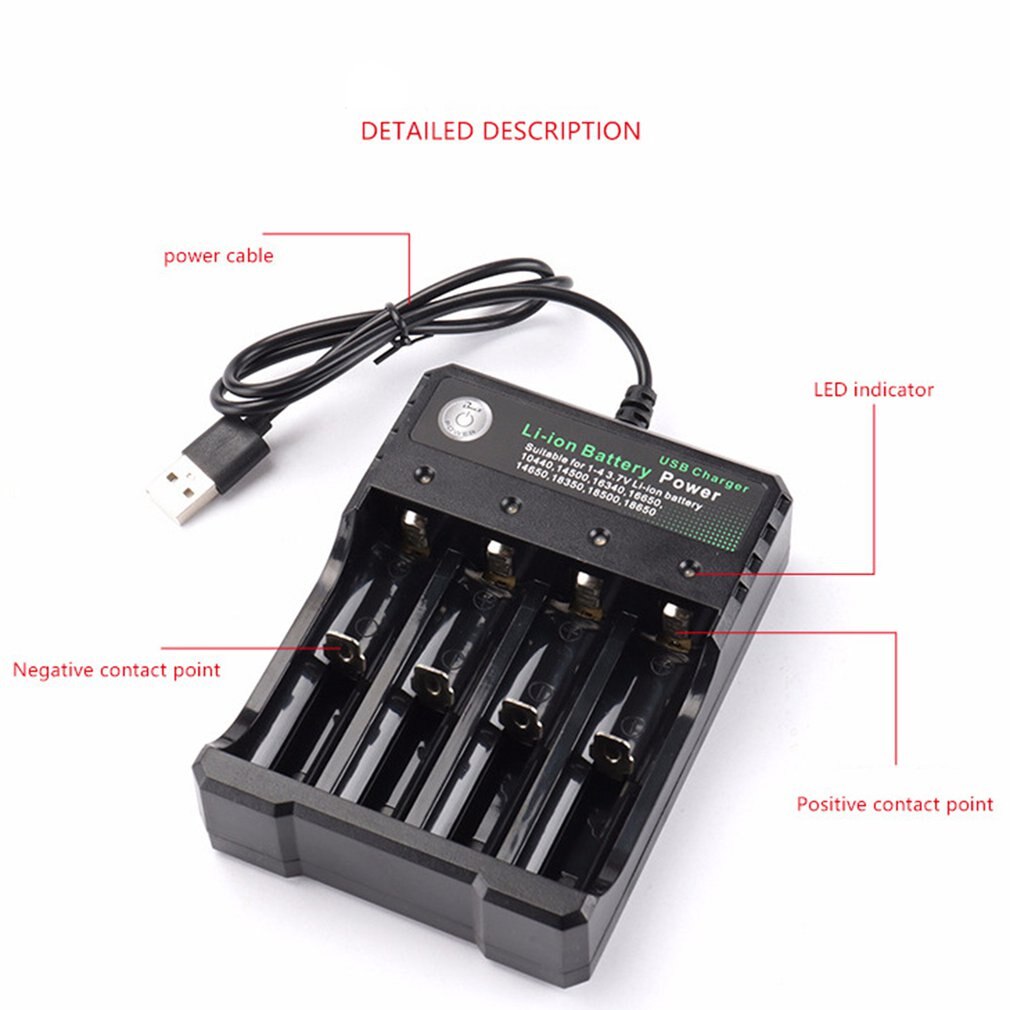 Vier Slots Li-Ion Batterij Ac Charger Adapter 18650 Batterij Oplader Voor 18650 26650 18350 16340 14500 18500