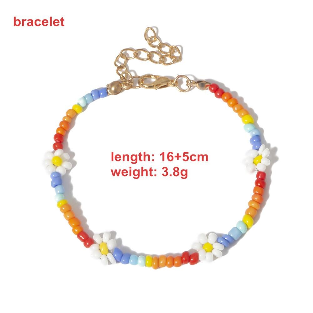 Wgoud Bead Daisy Choker Ketting Bohemian Strand Kleurrijke Seed Bead Korte Ketting Accessoires Voor Vrouwen: 01 bracelet