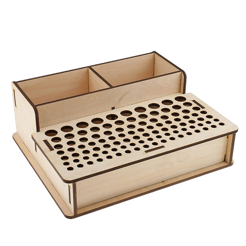 LMDZ 1Pcs Wooden Leathercraft Tools Rack Stand Leather Craft Stamping Punching Tools Holder Organizer Storage Box for Tools