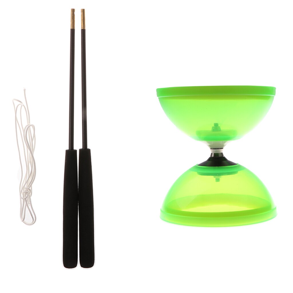 Diabolos kinesisk yoyo 1- kuglelejer diabolo sæt med aluminium pinde og snor: Grøn