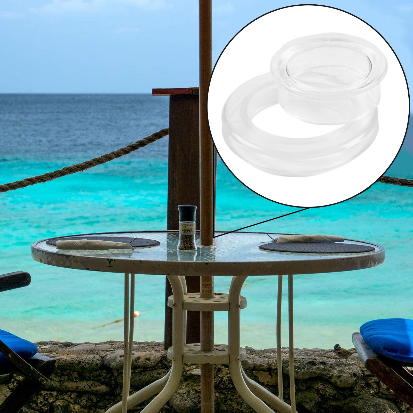 Patio Table Umbrella Hole Ring and Cap Set Plastic Suitable for Garden Beach Restaurant Table Umbrella within Diameter Pole