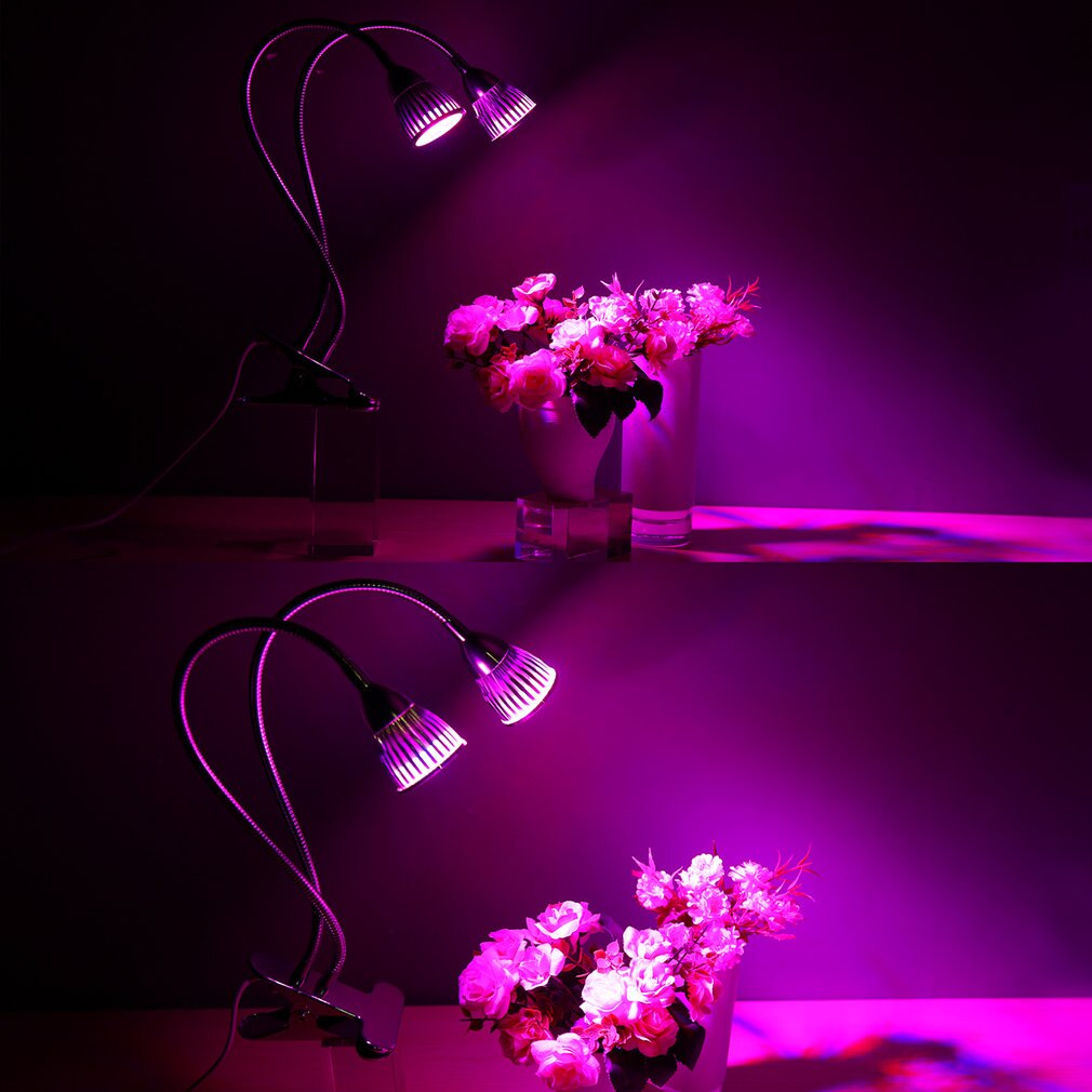 10W Double Head Gooseneck LED Plant Grow Light Clip Table Lamp Hydroponic Desk Grow Light Garden Lighting LED Grow Light