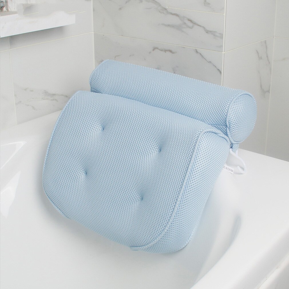 Foam Kussen Bad Head Rest Spa Neck Rugkussen Met 6 Zuignappen Badkamer: Blauw